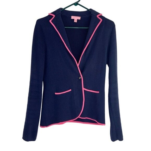 Lilly Pulitzer Blue Melissa Knit Sweater Blazer - Picture 2 of 6